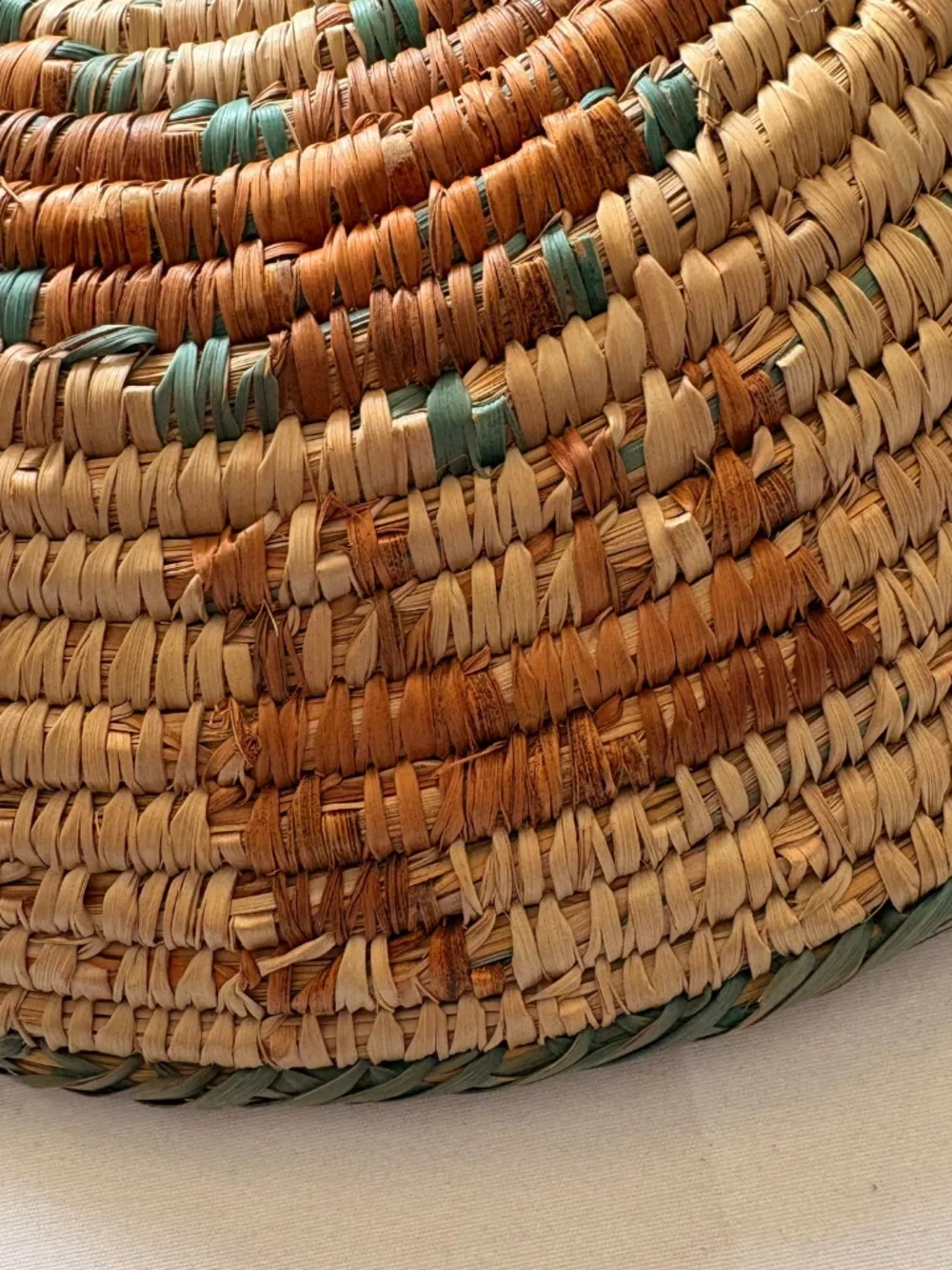 Handwoven Coiled Basket Bowl Natural Fiber Decorative Basket Southwest/Boh0 14